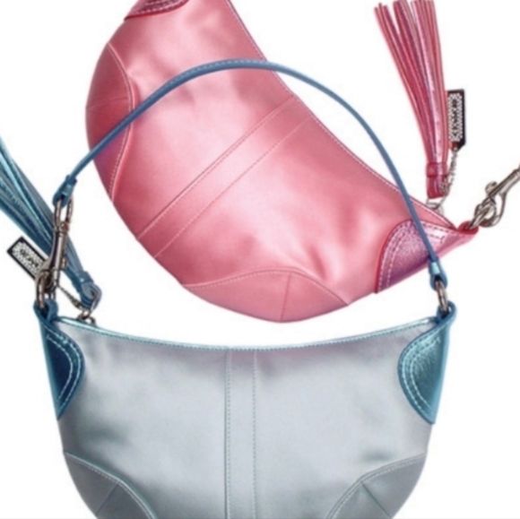 Vintage Coach Satin Mini Hobo w/ Metallic Leather Trim # 1873 ( Pink )